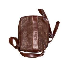 Vintage Esprit Crossbody Shoulder‎ Bag Womens Small Brown Logo Stripe Top Y2K